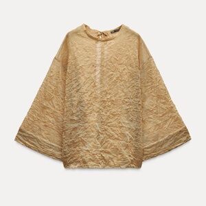 Zara Wrinkled Kimono Top Sz S Golden